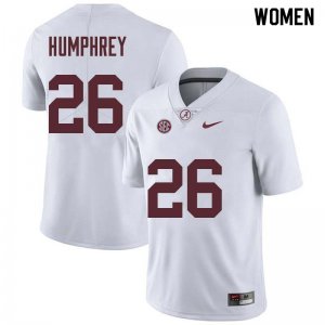 NCAA Women's Alabama Crimson Tide #26 Marlon Humphrey Stitched College Nike Authentic White Football Jersey JL17F27QA